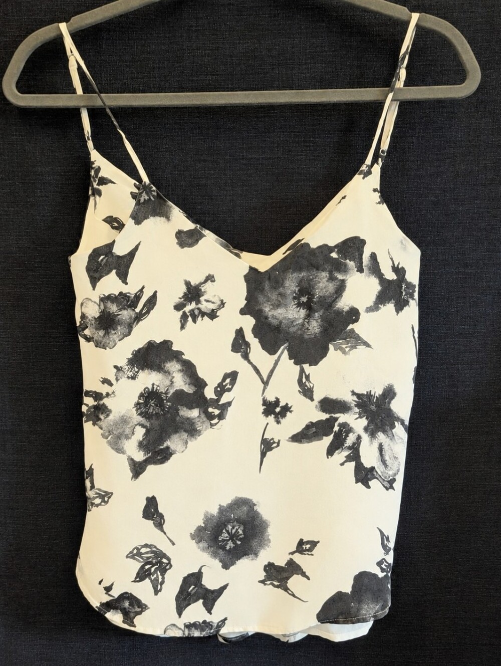 100% Silk Haute Hippie Cami with Black/Grey Print
